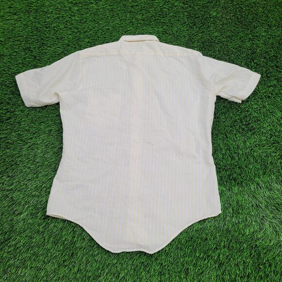 Vintage 80s Arrow Kent Button Shirt Medium 22x30 Beige - Picture 2 of 11